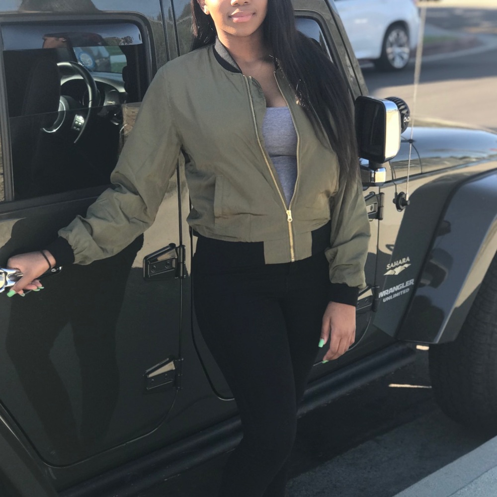 Olive green bomber jacket